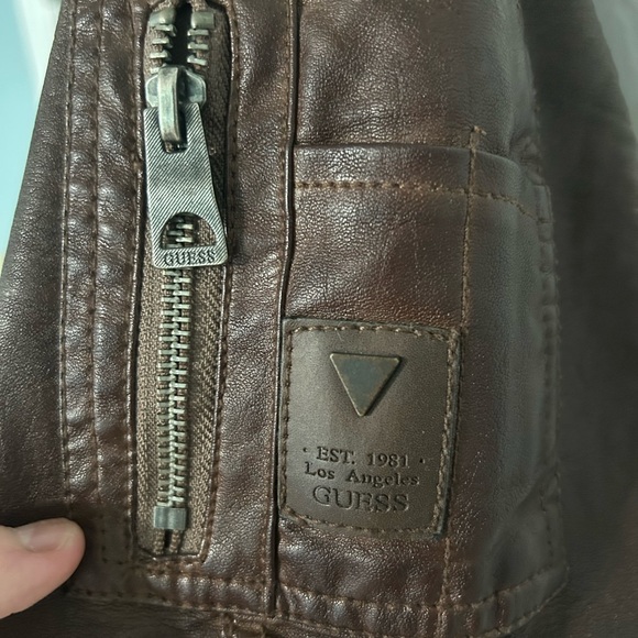 Unisex Brown leather jacket guess - Picture 5 of 7